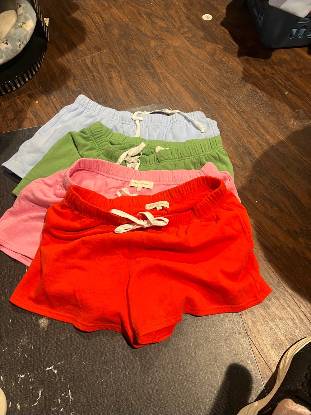 State of Mind Cotton Pull-On Shorts in Red, Pink, Green, and Light Blue